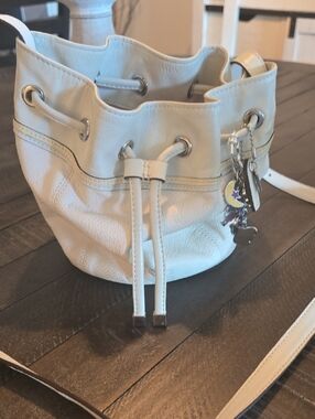 Coach Cream Leather Drawstring Bucket Crossbody